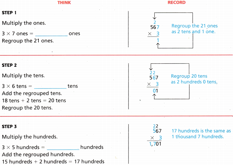Texas Go Math Grade 4 Lesson 7.8 Answer Key Multiply 3-Digit and 4-Digit Numbers with Regrouping 1