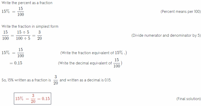 Texas Go Math Grade 6 Lesson 9.2 Answer Key Percents, Fractions, and Decimals 8