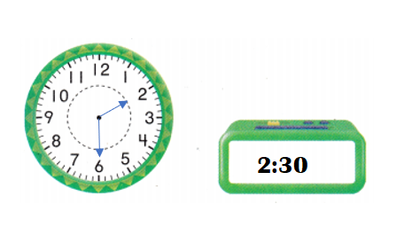 Texas-Go-Math-Grade-1-Lesson-18.3-Answer-Key-Time-to-the-Hour-and-Half-Hour-Share and Show-H.O.T. Multi-Step-9