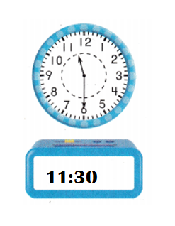 Texas-Go-Math-Grade-1-Lesson-18.3-Answer-Key-Time-to-the-Hour-and-Half-Hour-Share and Show-Write the time-1